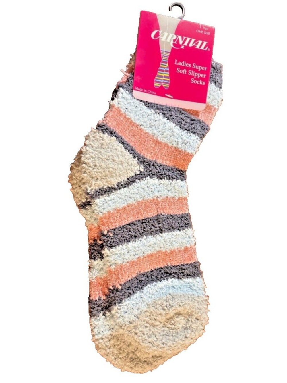 Womens Carnival Super Soft Slipper Socks 1 Sz Stripe Design Cozy Multicolor (1c)